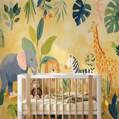 Jungle Animals Wallpaper Tropical Playful Wall Mural