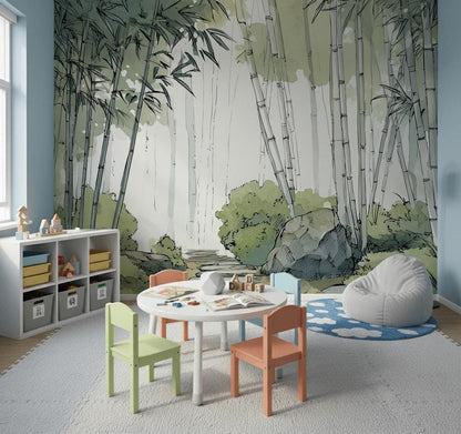 Tranquil Bamboo Forest Wall Mural - Zen Nature Peel and Stick Wallpaper