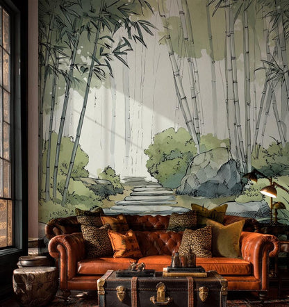 Tranquil Bamboo Forest Wall Mural - Zen Nature Peel and Stick Wallpaper