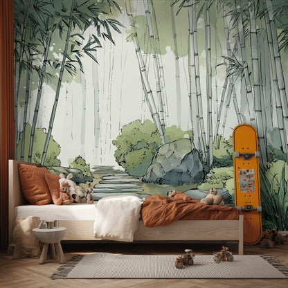 Tranquil Bamboo Forest Wall Mural - Zen Nature Peel and Stick Wallpaper