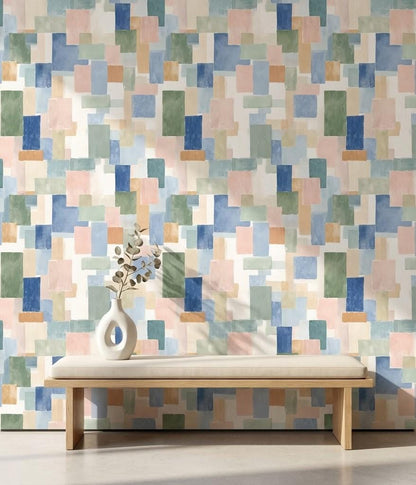 Abstract Pattern Wallpaper Modern Rectangles Wall Mural