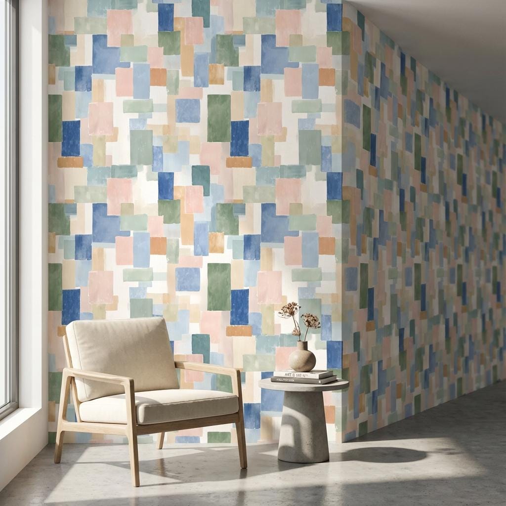 Abstract Pattern Wallpaper Modern Rectangles Wall Mural