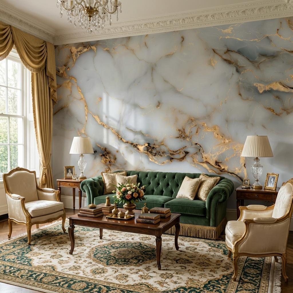 Marble Wallpaper Abstract Gold Veins Wall Mural