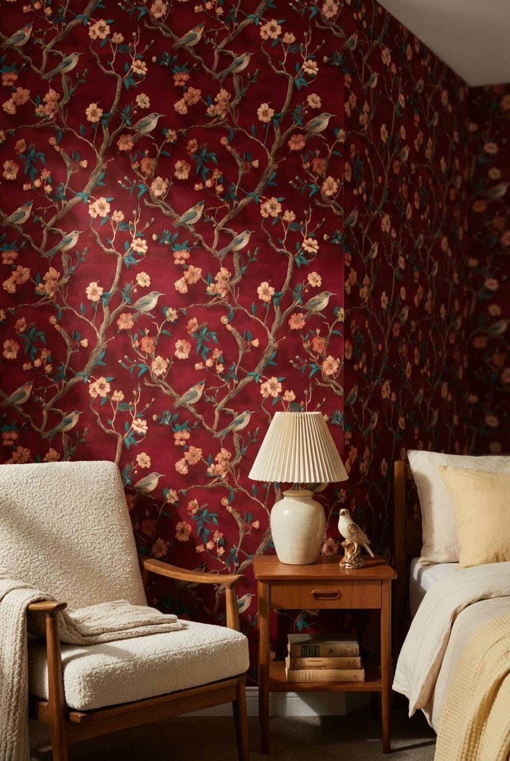 Floral Wallpaper Birds Vintage Wall Mural