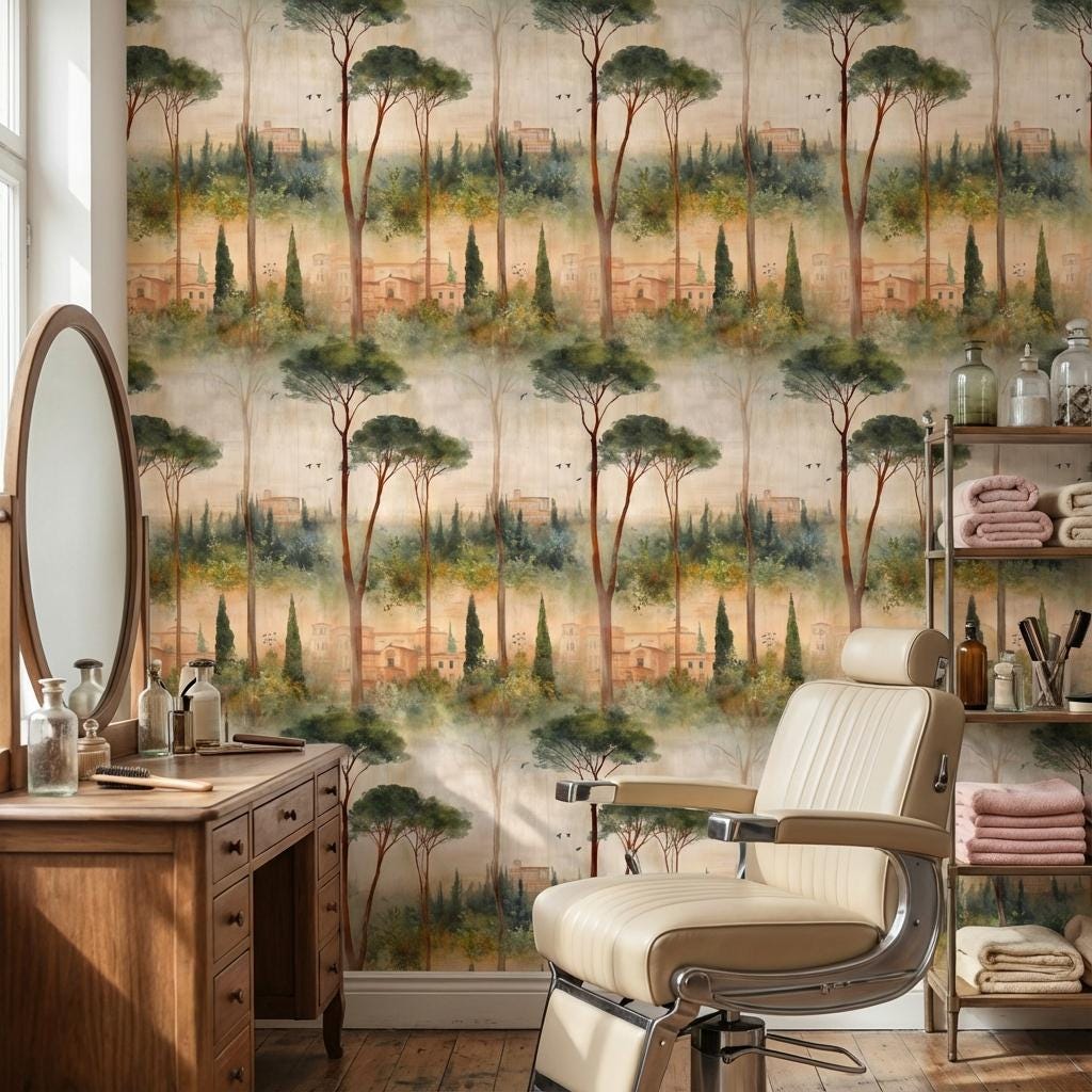 Mediterranean Landscape Wallpaper Greenery Architecture Wall Mural
