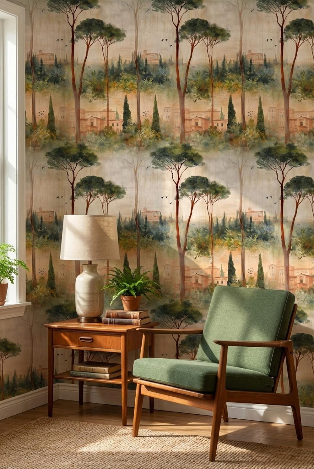 Mediterranean Landscape Wallpaper Greenery Architecture Wall Mural
