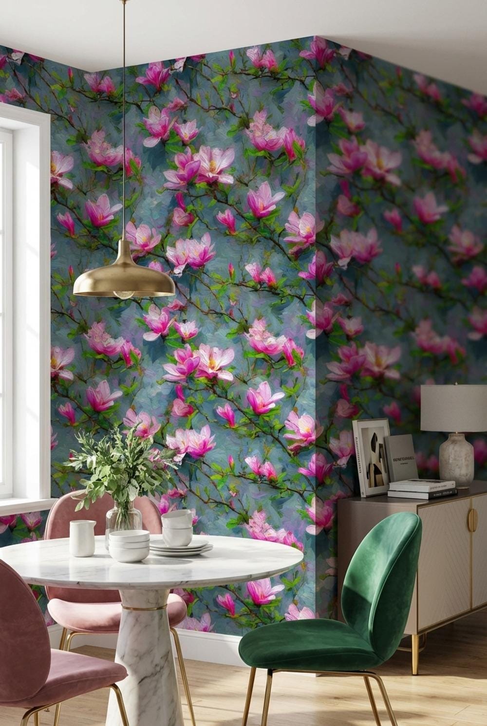 Magnolia Wallpaper Pink Abstract Wall Mural