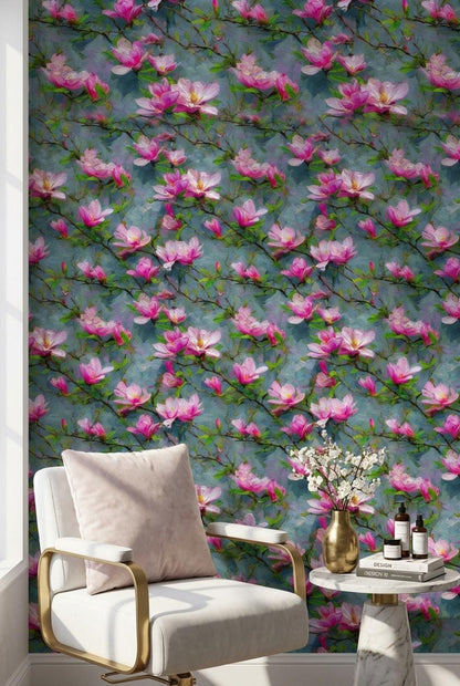 Magnolia Wallpaper Pink Abstract Wall Mural