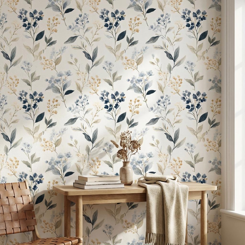 Floral Wallpaper Watercolor Modern Wall Mural