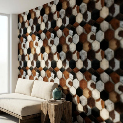 Hexagonal Wallpaper Animal Print Fur Texture Wall Mural