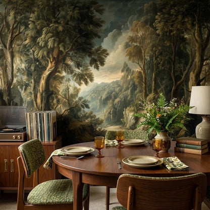 Forest Landscape Wallpaper Trees Vintage Wall Mural