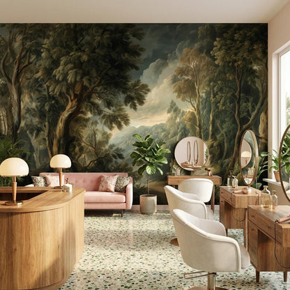 Forest Landscape Wallpaper Trees Vintage Wall Mural
