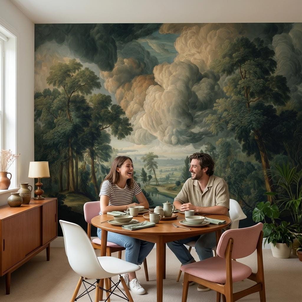 Shades Of Green Wallpaper Classic Landscape Wall Mural