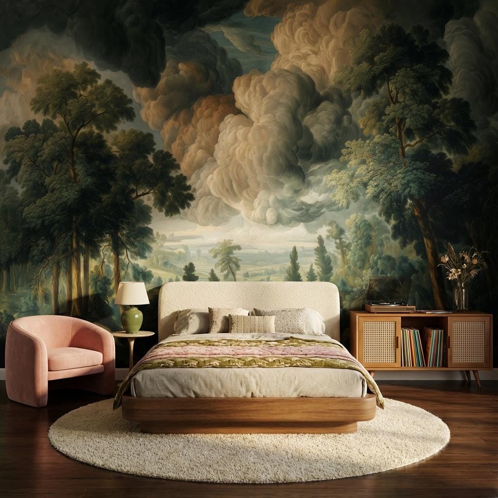 Shades Of Green Wallpaper Classic Landscape Wall Mural