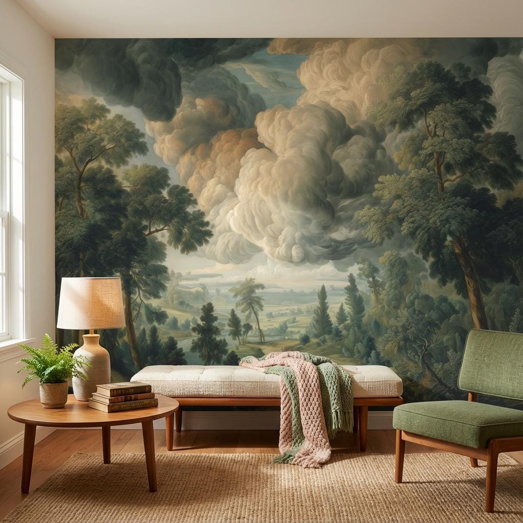 Shades Of Green Wallpaper Classic Landscape Wall Mural