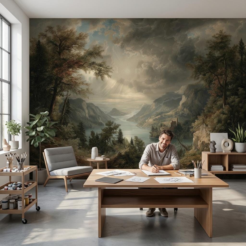 Landscape Wallpaper Castle Mountains Wall Mural