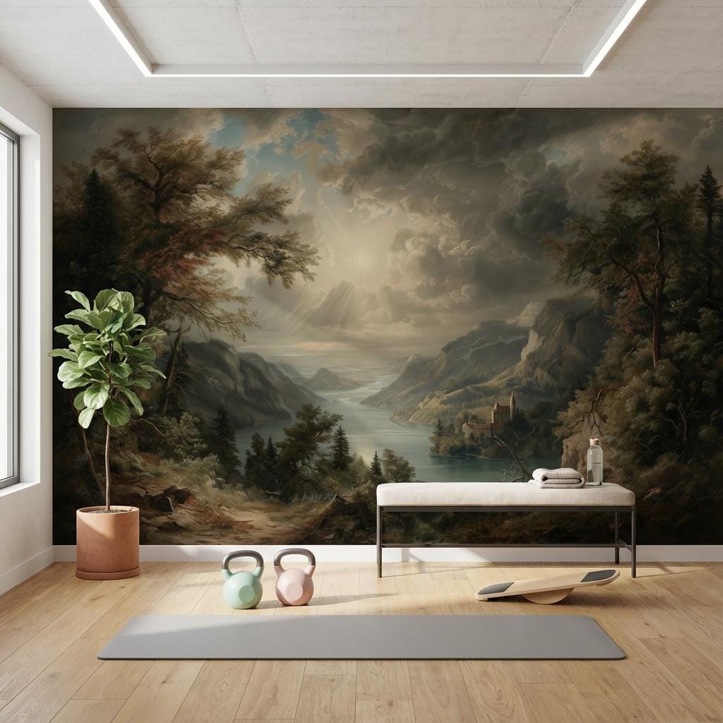 Landscape Wallpaper Castle Mountains Wall Mural