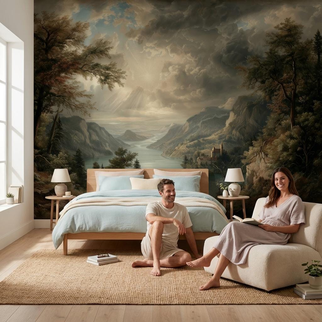 Landscape Wallpaper Castle Mountains Wall Mural