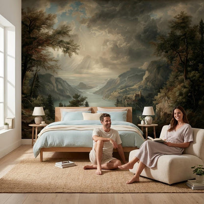 Landscape Wallpaper Castle Mountains Wall Mural