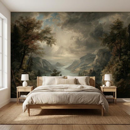 Landscape Wallpaper Castle Mountains Wall Mural
