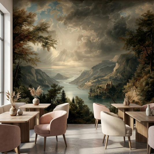 Landscape Wallpaper Castle Mountains Wall Mural