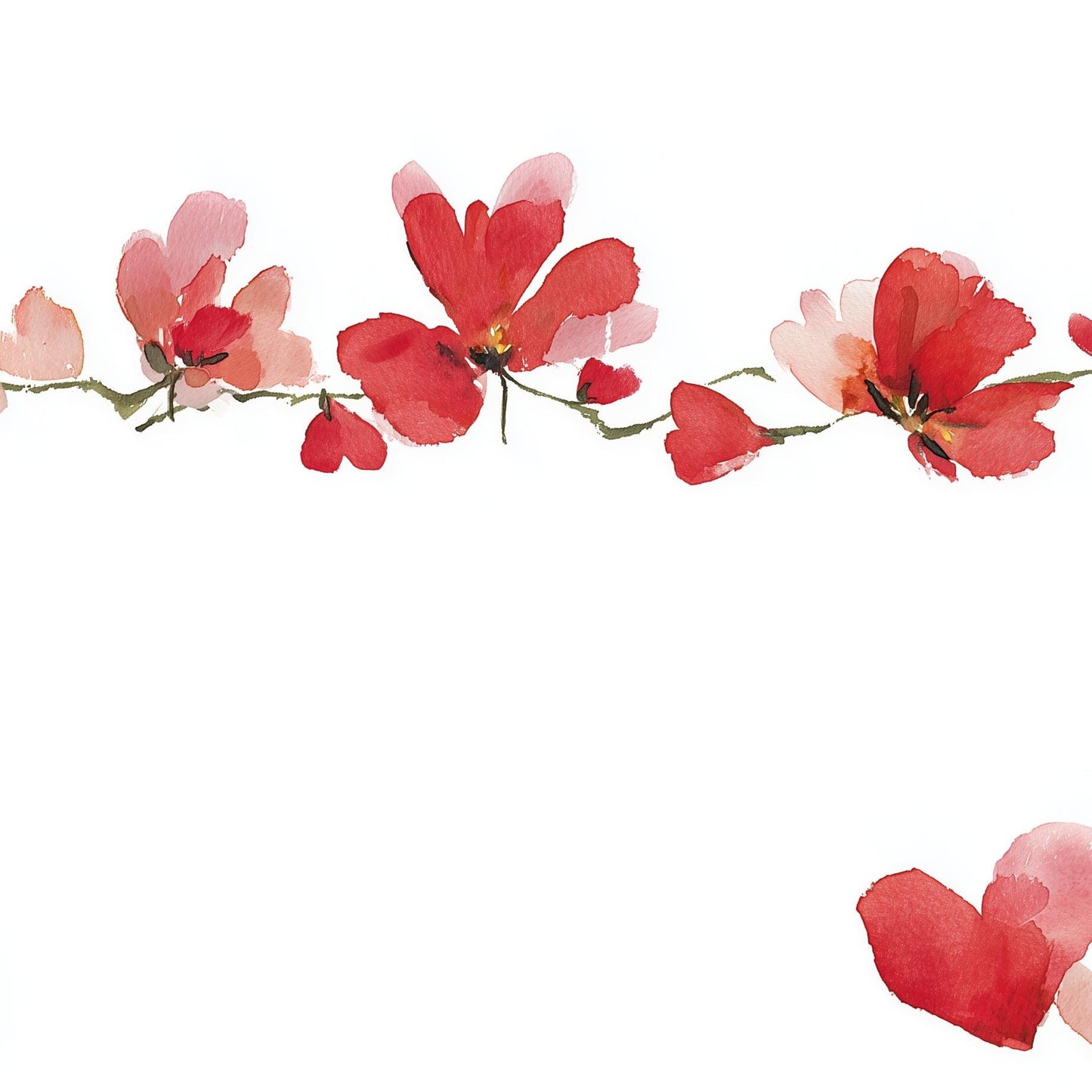 White Background Wallpaper Floral Watercolor Wall Mural