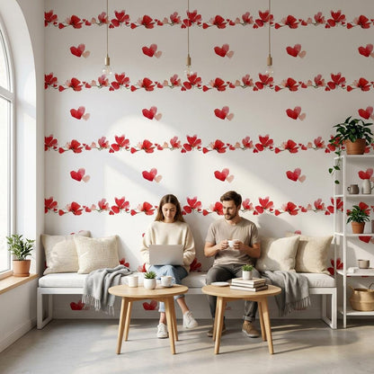 White Background Wallpaper Floral Watercolor Wall Mural