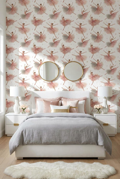 Ballerinas Wallpaper Pink Graceful Wall Mural