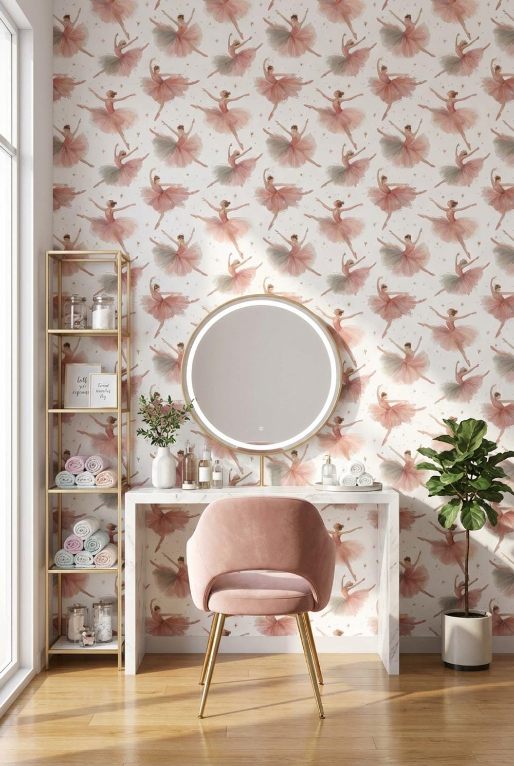 Ballerinas Wallpaper Pink Graceful Wall Mural