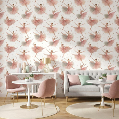 Ballerinas Wallpaper Pink Graceful Wall Mural