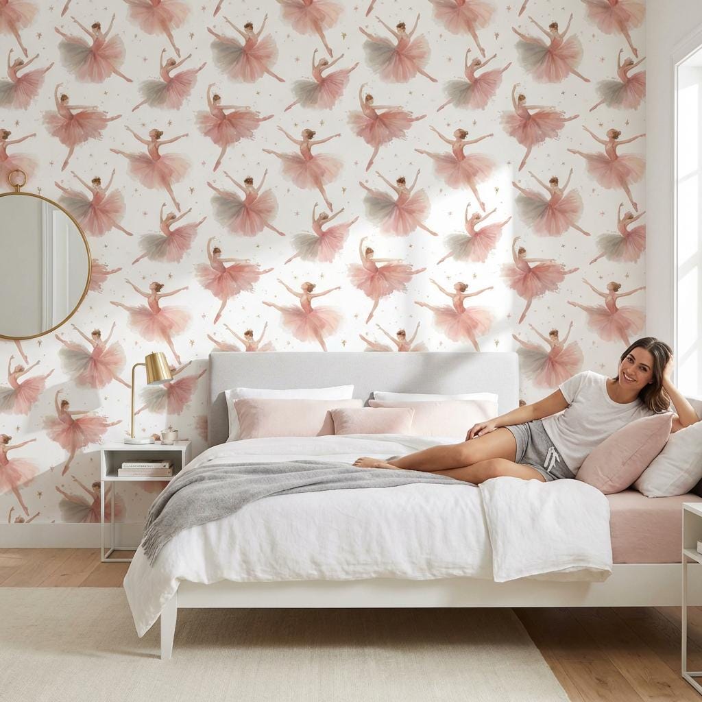 Ballerinas Wallpaper Pink Graceful Wall Mural