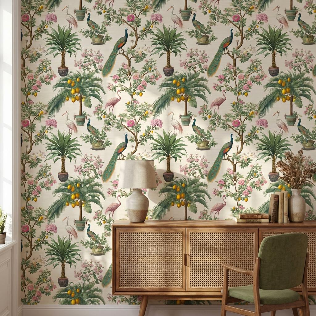 Floral Wallpaper Greenery Vintage Wall Mural
