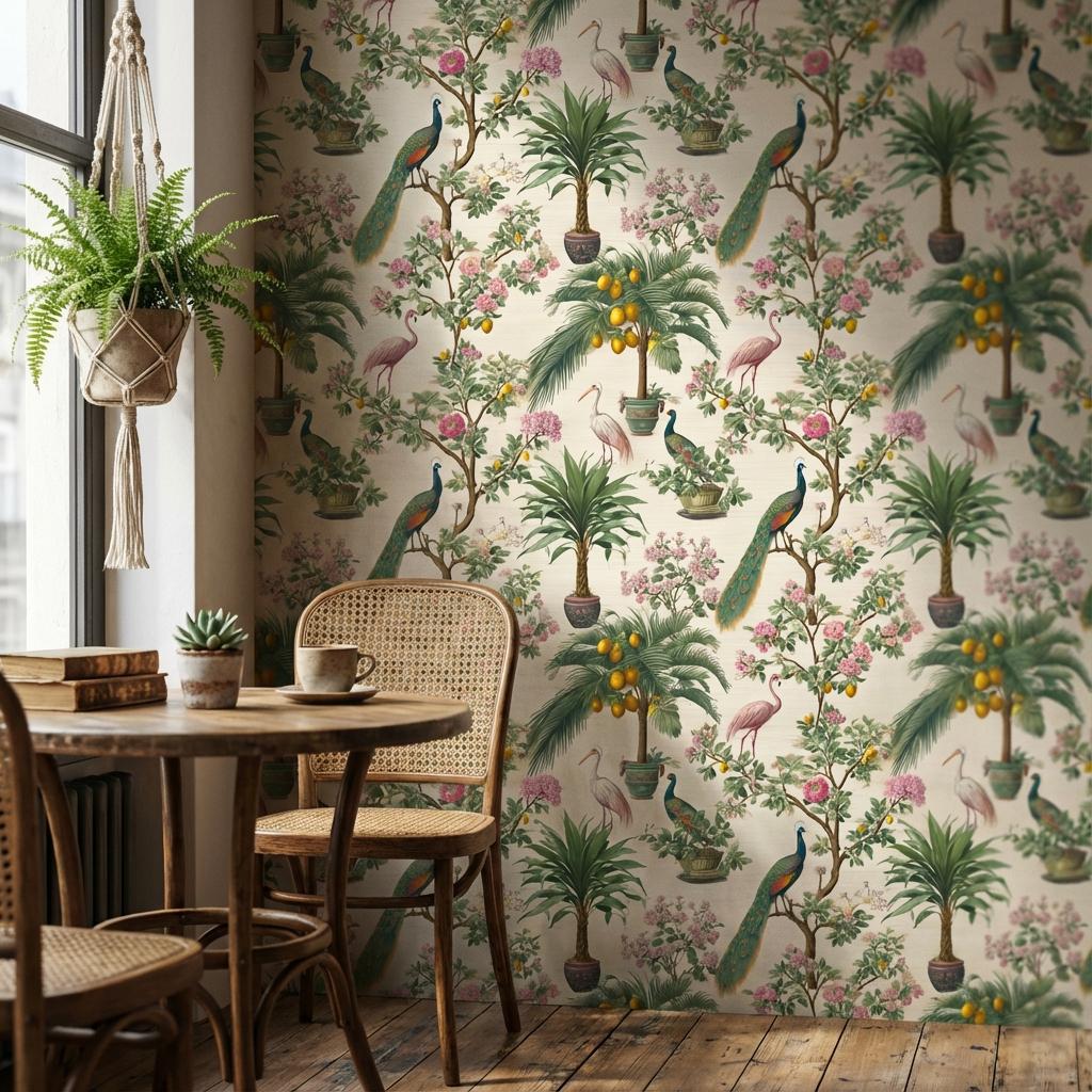Floral Wallpaper Greenery Vintage Wall Mural