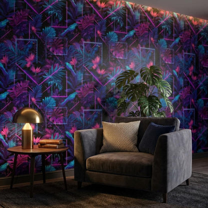 Tropical Wallpaper Neon Birds Wall Mural