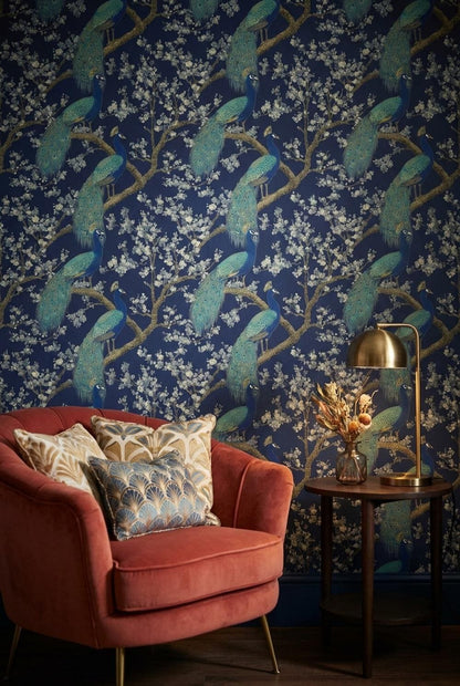 Peacock Wallpaper Blossoms Oriental Wall Mural