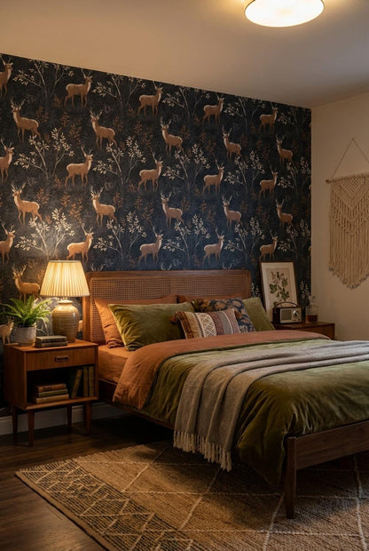 Deer Forest Wallpaper Vintage Rustic Wall Mural