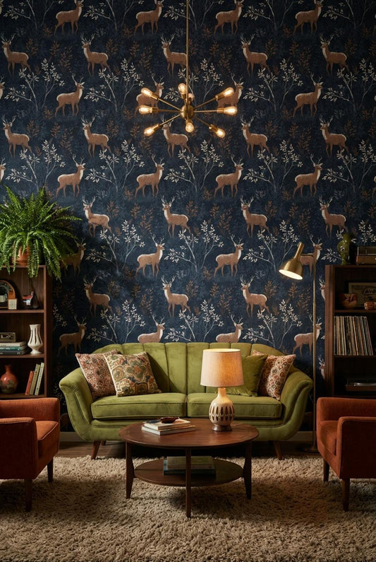 Deer Forest Wallpaper Vintage Rustic Wall Mural