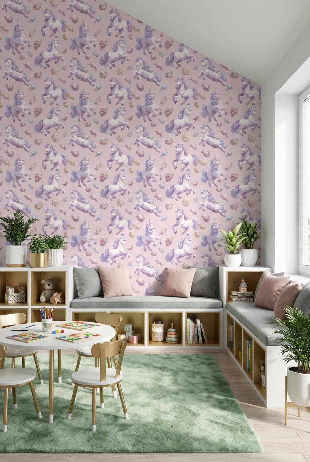 Unicorn Fantasy Wallpaper Candy Whimsical Wall Mural