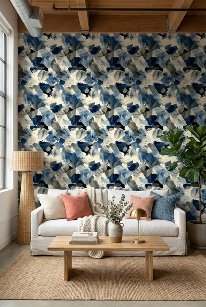 Abstract Wallpaper Blue Eclectic Wall Mural