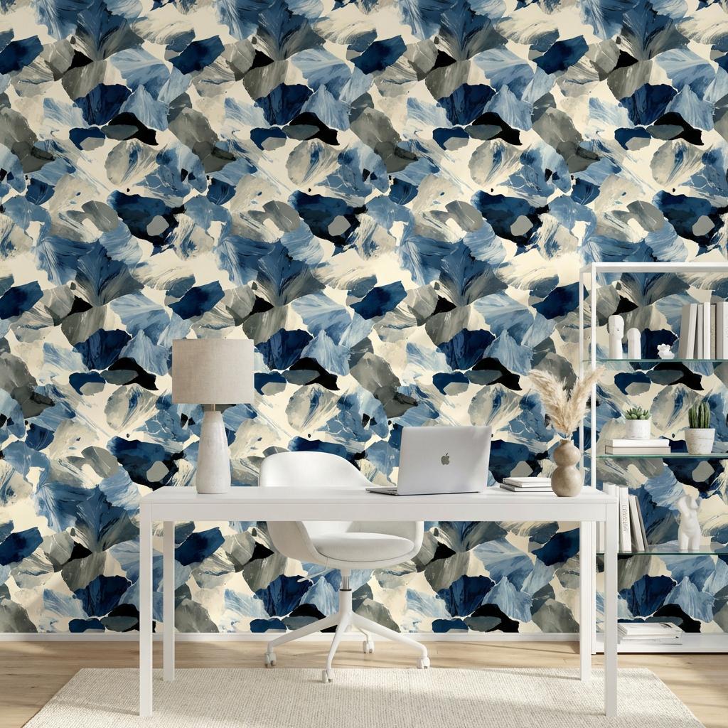 Abstract Wallpaper Blue Eclectic Wall Mural
