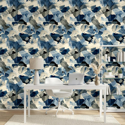 Abstract Wallpaper Blue Eclectic Wall Mural