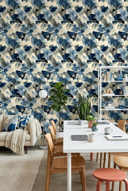 Abstract Wallpaper Blue Eclectic Wall Mural