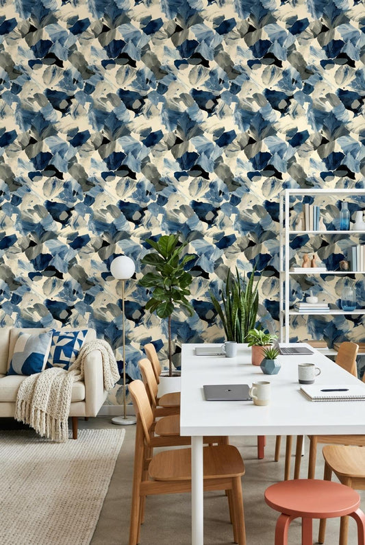 Abstract Wallpaper Blue Eclectic Wall Mural
