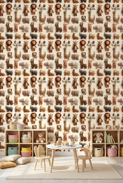Animals Wallpaper Felt Plush Wall Mural