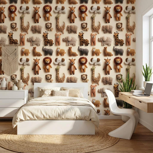 Animals Wallpaper Felt Plush Wall Mural