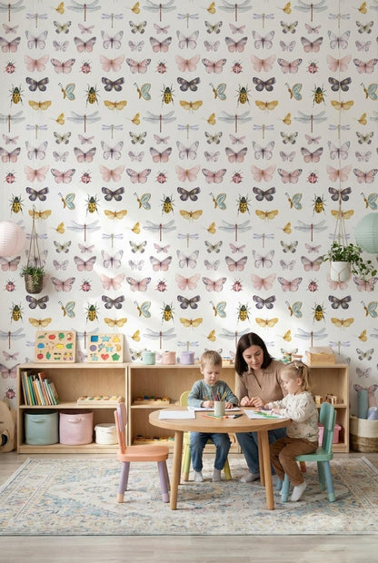White Background Wallpaper Modern Butterfly Wall Mural
