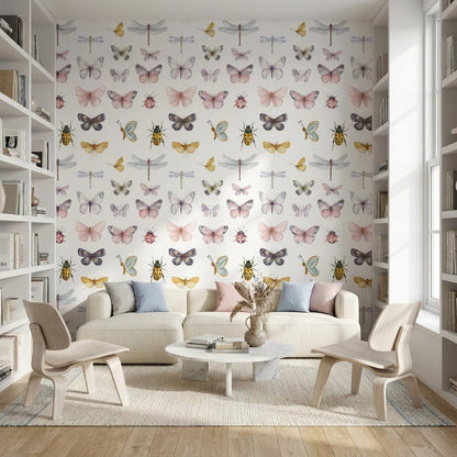 White Background Wallpaper Modern Butterfly Wall Mural