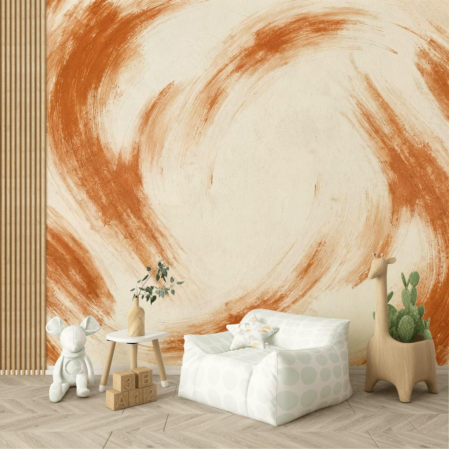 Minimalist Terracotta Abstract Mural Boho Peel and Stick Wallpaper