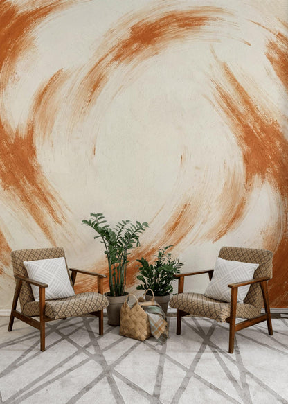 Minimalist Terracotta Abstract Mural Boho Peel and Stick Wallpaper