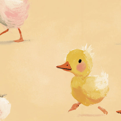 Ducklings Wallpaper Beige Cartoon Wall Mural